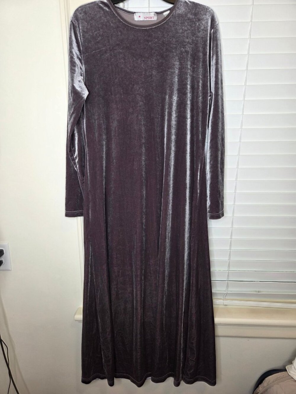 Velvet LS Maxi Dress Gray Size L holiday opera night out party classic - Picture 2 of 7